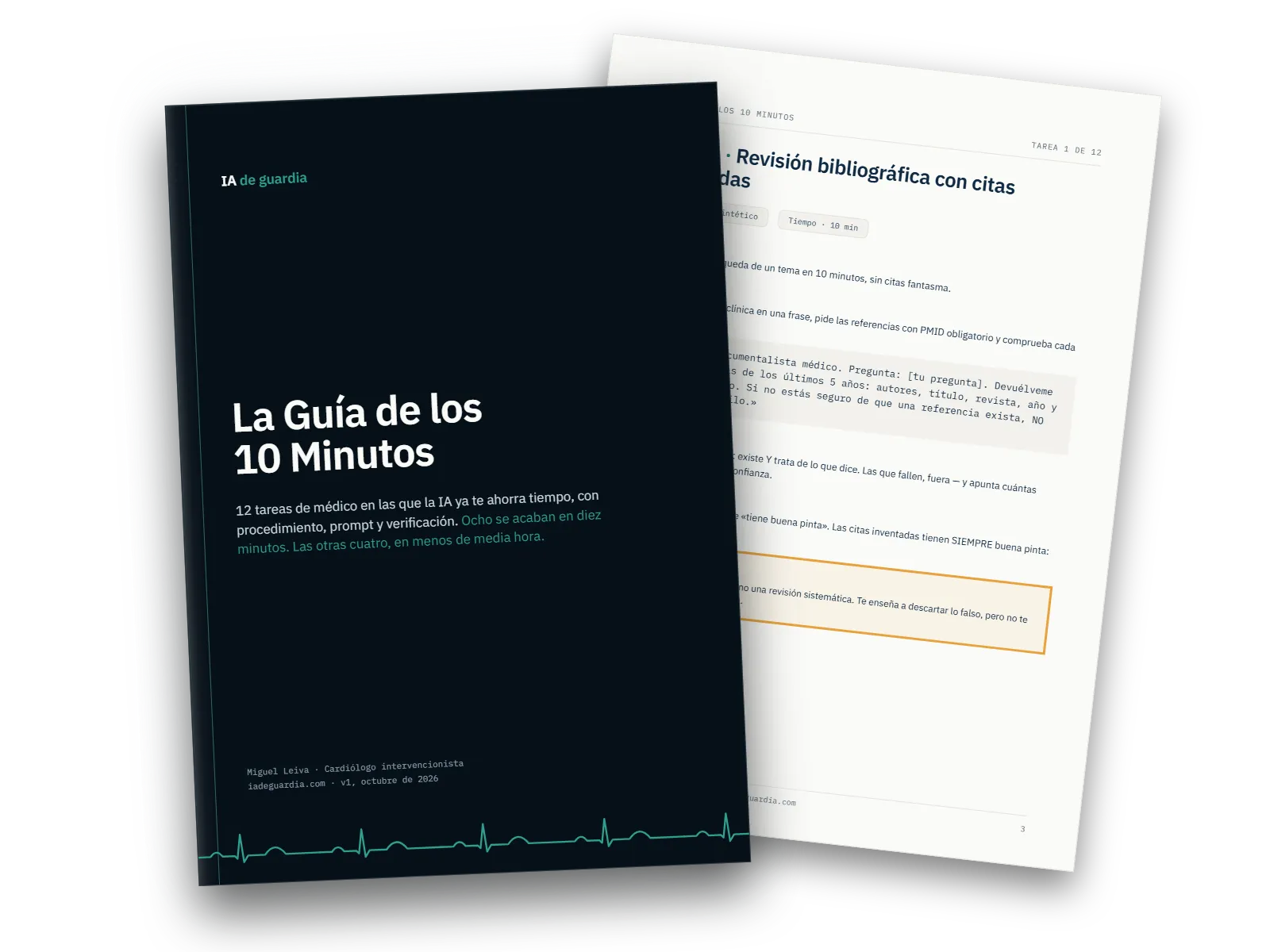 La Guía de los 10 Minutos: la cubierta, con una página de tarea asomando detrás en diagonal.